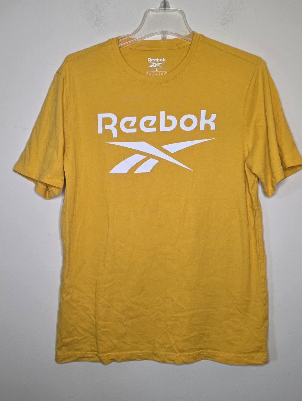 Reebok Canary Yellow Graphic Tee 100 % Cotton Size Large